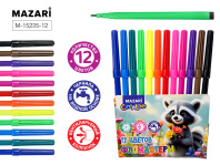 Фломастеры  12цв "Mazari. Енот" вентилир.колпачок