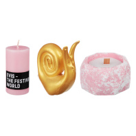 Набор подарочный 15*15см свеча в гипсе кашпо с декором, гипсовая улитка (золото)