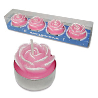 Набор свечей "Розочки"  розовые 4шт/уп