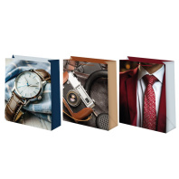 Пакет подар. бумажн. 14*20*8 см, 157гр/м2  Микс мужской