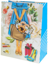 Пакет подар. бумажн. 18*23*10 см, 210гр/м2  Поход в магазин 3Dэлем.