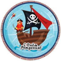 Тарелка бум. 23 см,  6 шт "С ДР Пиратский Остров"
