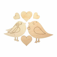 Заготовка деревянная Подвеска "Влюбленные птички" 2шт
