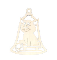 Заготовка деревянная Подвеска "Поросенок в колокольчике" 11см