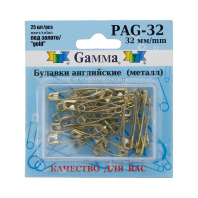 Булавки английские, метал. размер  32мм, 25шт, золото