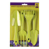 Набор садовых инструментов, лопатка, совок для пересадки, грабельки, вилка для рыхления, салатовый