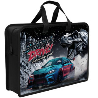 Папка А4 (340*245*80) с ручками, молния, пластик "Опасные гонки"