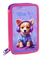 Пенал 2 отд. (190*110*40) молния, ткань, фольга "Disco puppy"
