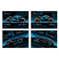 Альбом А4 40л гребень "Троникс" пл. 100 гр/м, обл.мел.картон, выб.лак, перф.на отрыв, 4диз.в блоке