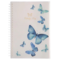 Тетрадь А5 пластик, эластичн.гребень, 80л. "Бабочки" тисн.фольгой Тетрадь А5 пластик, эластичн.гребень, 80л. "Бабочки" тисн.фольгой
