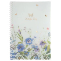 Тетрадь В5 пластик, эластичн.гребень, 80л. "Бабочки-Цветы" тисн.фольгой Тетрадь В5 пластик, эластичн.гребень, 80л. "Бабочки-Цветы" тисн.фольгой