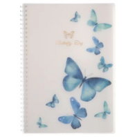 Тетрадь В5 пластик, эластичн.гребень, 80л. "Бабочки" тисн.фольгой Тетрадь В5 пластик, эластичн.гребень, 80л. "Бабочки" тисн.фольгой