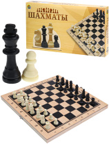 Шахматы деревянные, поле 29*14см, фигуры пластик
