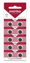 Батарейка-таблетка G9-10B Smartbuy Alkaline, блистер, цена за 1 шт