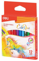 Карандаши цвет. 12цв Deli  ColoRun трехгранные, европодвес, мини