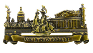 Магнит сувенирный СПБ Стрелка В.О., металл, двигающаяся фигурка, бронза
