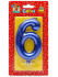 Свеча-цифра "6" Синий металлик"