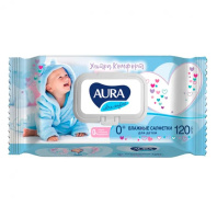Салфетки влажные детские Aura Ultra Comfort 120 штук в упаковке