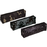 Пенал-косметичка (200*70*35) молния, ткань Camouflage, прямоуг. на 50 пр., ассорти
