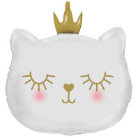 Шар фольга 29" "Белая Кошка в короне голова" 74см