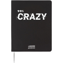 Дневник универсальн. обл. кожзам, интегр. "CRAZY", шелкография, 48л, ляссе