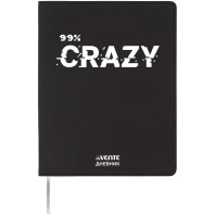 Дневник универсальн. обл. кожзам, интегр. "CRAZY", шелкография, 48л, ляссе