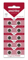 Батарейка-таблетка G6-10B Smartbuy Alkaline, блистер, цена за 1 шт