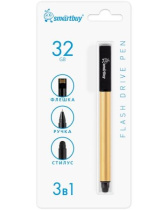 Флеш-драйв  32 GB USB 2.0 Smartbuy Ручка-флэшка-стилус золотистая