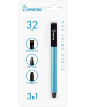 Флеш-драйв  32 GB USB 2.0 Smartbuy Ручка-флэшка-стилус синяя