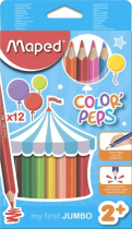 Карандаши цвет. Jumbo 12цв  Maped Color Peps трехгранные, ударопрочные, карт.упак.