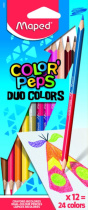 Карандаши цвет. двусторонние 12шт/24цв  Maped Color Peps трехгранные, ударопрочные
