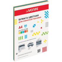 Бумага А4 цветная 20л ., 5цв. Интенсивные цвета