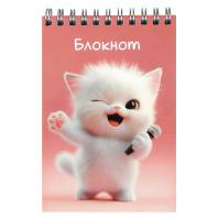 Блокнот А6  80л гребень "Озорной котенок" клетка, УФ-лак