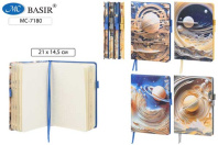 Записная книжка А5  80л. 7БЦ "Галактика" кл., 2 резинки для ручки