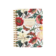 Записная книжка А6  60л. картон, гребень "Flora. Пионы" кл., софт-тач, фольга
