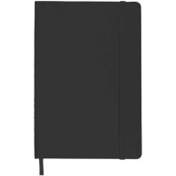 Записная книжка А6  80л. кожзам Soft Touch, клетка, верт.резинка, черная