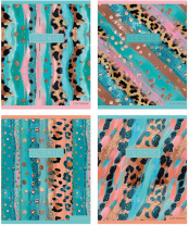 Тетрадь А5  96л кл. Полином "Pastel gold leopard" мат.лам., 4 диз.