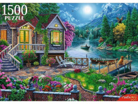 Пазлы 1500 элементов  580*850мм  "Домик у лунного озера"