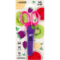 Ножницы детские "deVENTE. Tutti-Frutti. Blackberry"  13,5см, пластик.кольца , защит.футл,блистер
