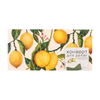 Конверт для денег "Флора. Райские лимоны" 19*9,3см, пл. 230гр/м2, фольга