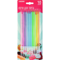 Свечи для торта Rainbow, 10шт, с держателями, в цветах радуги Свечи для торта Rainbow, 10шт, с держателями, в цветах радуги