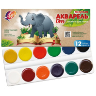 Акварельные краски 12цв. Zoo, МИНИ, к\упак, б\к
