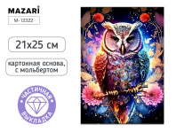 Мозаика алмазная по номерам на картоне с мольбертом  21*25см "Сова" (частичная выкладка)