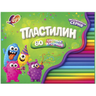 Пластилин 80цв.кусочков 690гр., со стеком,  карт.упак.,буклет