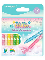 Мелки восковые KEYROAD Glitter 12цв