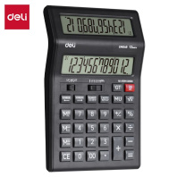 Калькулятор  12 разр. Deli  настольный, черный EM049, 2 дисплея