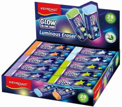 Ластик KEYROAD "Luminious", ассорти, дисплей, СВЕТится в темноте