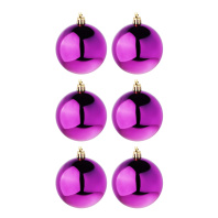 Набор елочных шаров  7 см, 6 шт., маджента, пластик