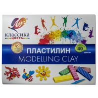 Пластилин 40цв 800гр. Классика, со стеком,  карт.упак.