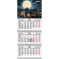 Календарь Трио  295*700мм на 2027г.  Коты на крыше